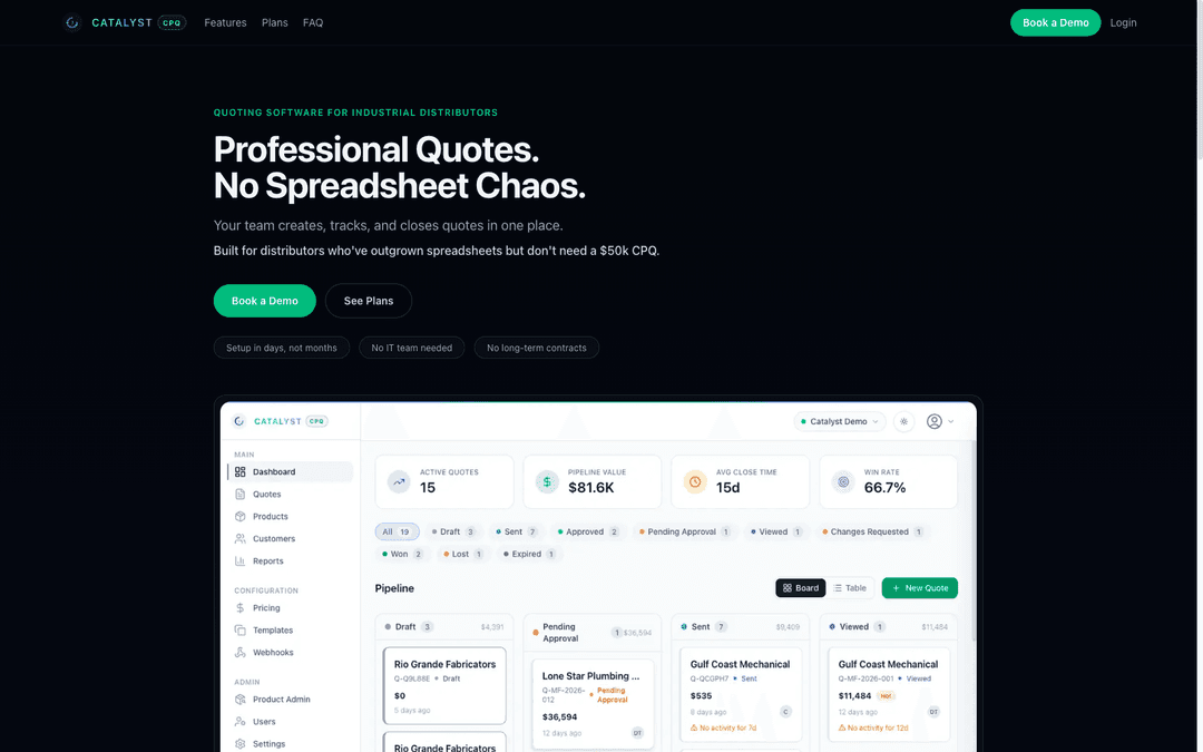 Catalyst CPQ marketing site — live at catalystcpq.io