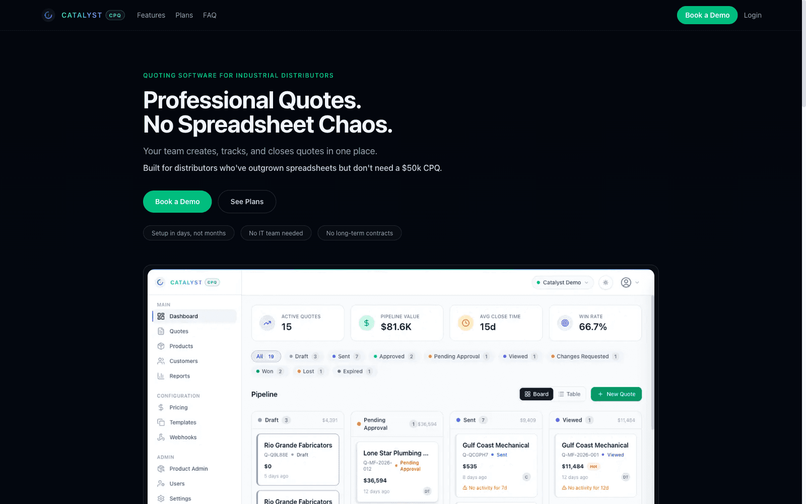 Catalyst CPQ marketing site — live at catalystcpq.io